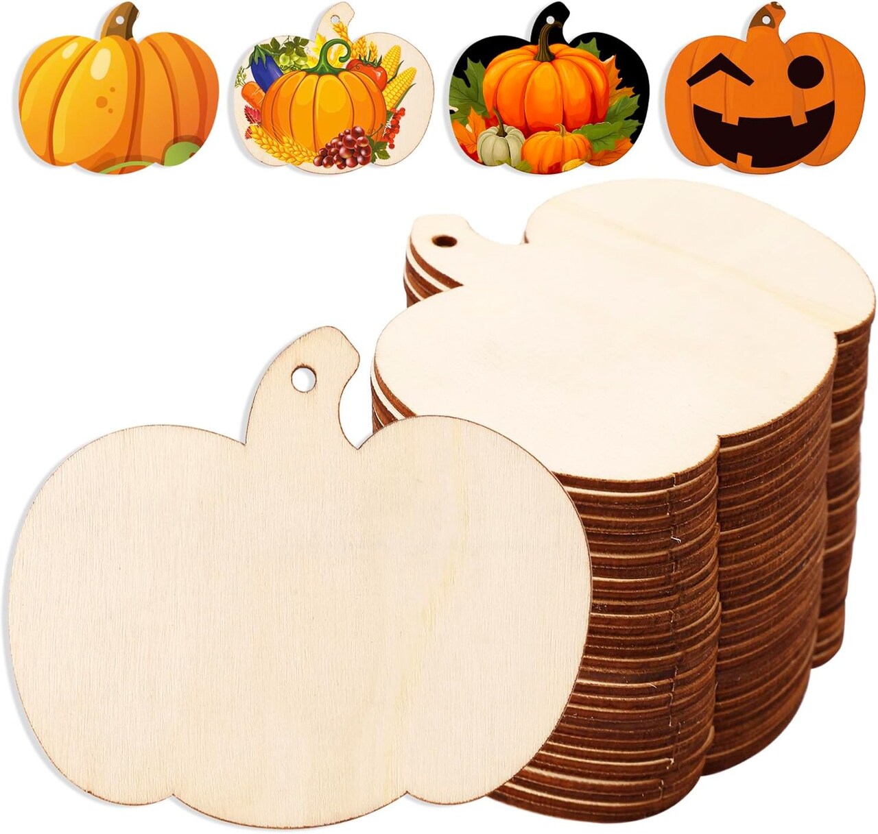 30PCS 3.5 Inches Wooden Pumpkin Cutouts Unfinished Blank Pumpkin